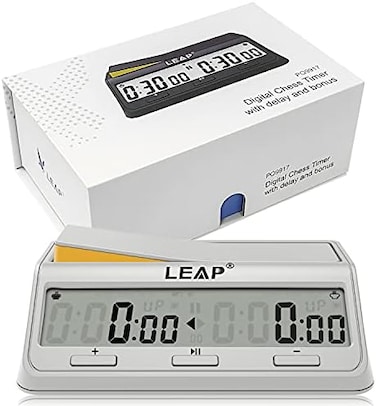 LEAP Chess Clock Programme Updated Digital Timer Advanced for Game and Chess Timer with BonusDelay Count Down up Alarm Milk White.
