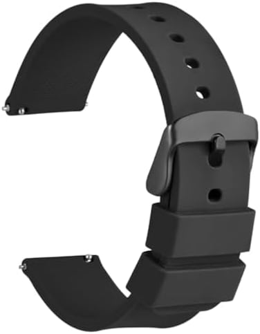 WOCCI Silicone Watch Straps, Black Stainless Steel Buckle, Quick Release, 13 Colours Soft Rubber Replacement Bands, 14mm 16mm 18mm 19mm 20mm 21mm 22mm 24mm.