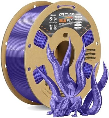 OVERTURE Silk Filament PLA 1. 75mm Clog-Free Shiny 3D Printer Consumables, 1kg Spool (2. 2lbs, Dimensional Accuracy/- 0. 05 mm, Fit Most FDM Printer(Silk Purple.
