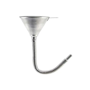 QWORK Spout Funnel with 14-9/16" Long Flexible Hose and Strainer, Steel Universal Priming Funnel for All Oils,Diesel Fuel and Other Liquids.