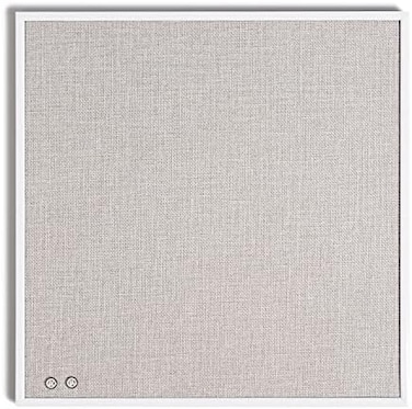 U Brands Farmhouse Linen Bulletin Board, 14"x14", White Metal Frame, Industrial Grade Pinning Surface.