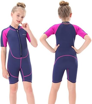 Seaskin Kids Wetsuit for Boys Girls Toddlers, 2mm Shorty Diving Suits Front Zipper 3mm Full Suits Back Zip Wet Suits Neoprene Thermal Swimsuits Keep Warm for Diving Surfing Swim Lessons.