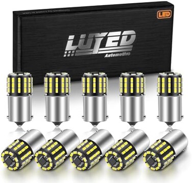 مصباح LUYED 1156 LED أبيض فائق السطوع منخفض الطاقة 6500K، مصابيح LED احتياطية للرجوع للخلف، BA15S 1141 1003 7506 P21W بديل LED لمصابيح الذيل، مصابيح RV، مصابيح تحديد الجانب، عبوة من 10.