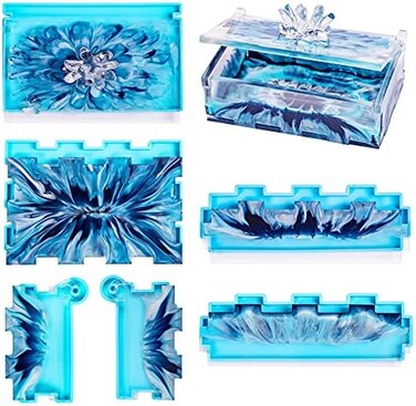 IKEPAHOK Resin Rectangle Box Mold, Epoxy Resin Silicone Large Storage Container with Lid Set Mould for Casting, Perfect for Dominoes Coffee Pod Jewelry Napkin Candy Cosmetics Trinket Crafts DIY Organi