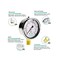ELECALL 2-1/2&rdquo; Glycerin Filled Pressure Gauge, 0-100Psi, 1/4&rdquo;NPT Lower Mount, Stainless Steel Case, Brass Internals, Water Pressure Gauge.