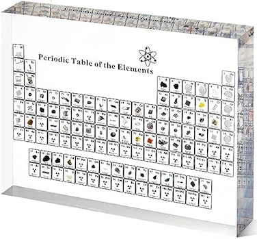 Mukarisk Periodic Table with Real Elements Inside, Acrylic Periodic Table with Elements Samples, Periodic Table Display with Elements.