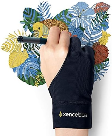 XENCELABS, Artist Glove, Drawing Glove Left Right Hand for Drawing Tablet, 2 Finger Glove for Drawing Black.