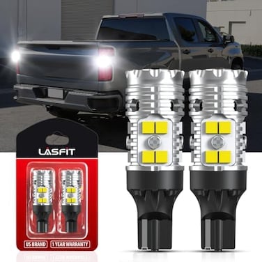 مصباح LASFIT 921 912 LED جاهز لـ Canbus T15 خالٍ من الأخطاء، مصباح LED احتياطي للرجوع للخلف سهل التركيب 904 916 917 920 906 W16W 2835 2021 بديل خارجي إصدار مطور 6000k أبيض (عبوة من قطعتين).