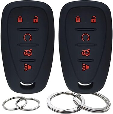 GFDesign 2 Pcs Silicone 5 Buttons Key Fob Cover Remote Case Keyless Protector Compatible with 2016-2020 Chevrolet Chevy Malibu Camaro Cruze Equinox Sonic Spark Traverse Blazer Bolt EV Trax Volt.