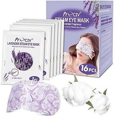 ProCIV 16 Packs Eye Masks for Dark Circles and Puffiness Disposable Steam Eye Mask Soothing Headache Relief Dry Eyes, Stress Relief Relief Eye Fatigue Lavender Scent.