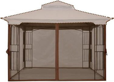 MasterCanopy Patio Gazebo Mosquito Netting Screen Walls (10x10, Coffee.