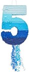 Blue Panda Number 5 Pull String Pinata for Boys 5th Birthday Party Decorations, Ombre (16. 5 x 11. 6 In.