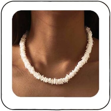 Latious Puka White Shell Necklace Beach Chip Seashell Necklaces Clam Chips Necklace for Women.