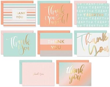 Sweetzer &amp; Orange SweetzerOrange Essential Blank Thank You Cards with Envelopes and Card Box. 24 Thank You Notes and 3 Variety Color Thank You Card Envelopes. Notecards for Baby Shower Thanks, Wedding