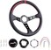 RASTP Carbon Fiber Racing Steering Wheel 345mm 6 Bolt Universal Fit Black.