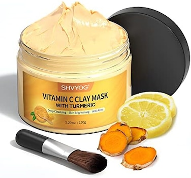 SHVYOG Turmeric Vitamin C Clay Mask, Vitamin C Clay Face Mask with Kaolin Clay and Turmeric for Dark Spots, Turmeric Face Mask Skin Care Face Mask for Controlling Oil and Refining Pores.