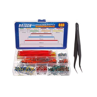 BOJACK 14 Vaules 840 pcs 2-125mm Solderless Flexible Breadboard Connecting Line Cables Breadboard Jumper Wires kit.