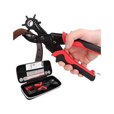 KingTool Leather Hole Punch Set, Super Heavy Duty Rotary Puncher, Multi Hole Sizes Maker Tool.
