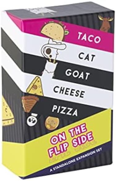 لعبة Dolphin Hat Games Taco Cat Goat Cheese Pizza On The Flip Side – مجموعة توسعة مستقلة لبطاقة الحفلات – مسلية للغاية للأطفال والمراهقين والبالغين والعائلات – 10-15 دقيقة، العمر 7 سنوات، 2-8 لاعبين.