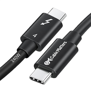 كابلات Cable Matters [معتمدة من Intel] Thunderbolt 4 بسرعة 40 جيجابت في الثانية بطول متر واحد مع فيديو بدقة 8K وشحن بقوة 240 واط - 1 متر - متوافقة مع الإصدارات السابقة من كابل USB4 Thunderbolt 3 و USB