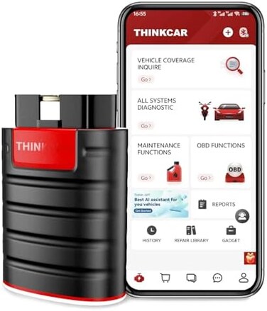 thinkcar Thinkdiag OBD2 Scanner Bluetooth, All System Bidirectional scan Tool OE Level Diagnostic Tools with ECU Coding,15Service Functions All Software 1 Year Free fits for iPhoneAndroid.