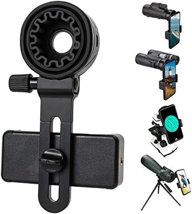 محول الهاتف التلسكوبي من لاكوار، حامل هاتف خلوي عالمي متوافق مع المناظير، والمنظار الأحادي، والمجهر، وتلسكوب الرصد، والتلسكوب، وحامل الهاتف الذكي، مشبك تثبيت يناسب معظم الهواتف المحمولة.