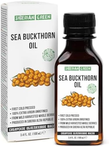Siberian Green Sea Natural Organic Extra Virgin Cold Pressed Unrefined Raw No-GMO Vegan Buckthorn Oil (100ml / 3. 4fl. oz.