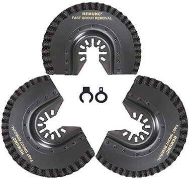 HEMUNC 3pcs Oscillating Tool Blades for Grout Removal Tile Mortar Concrete Masonry 1/8, Fit for Dewalt Milwukee Rockwell Bosch Dremel Ryobi Ridgid Multitool.