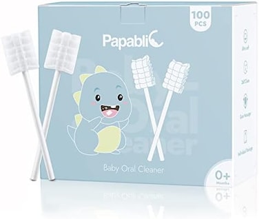 Papablic [100-Pack] Baby Tongue Cleaner, Baby Toothbrush, Upgrade Gum Cleaner with Paper Handle for Babies and Infants Ages 0-2 Years.