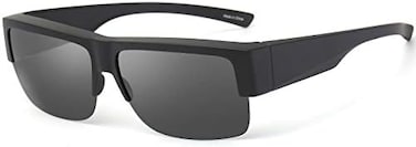 CAXMAN Fit Over Glasses Sunglasses for MenWomen Polarized Lens 100% UV Protection, Matte Black Frame/Darker Than Regular Black LensMedium SizedFrame Height: 46mm/1. 85inch, Medium.