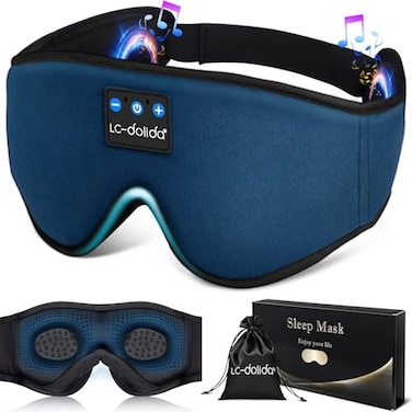 LC-dolida Sleeping Headphones Eye Mask, Sleep Mask with Bluetooth Headphones 3D Eye Mask Wireless Music Cotton Sleep Cover for Side Sleepers Nap Insomnia Air Travel Meditation Gifts for Unisex.