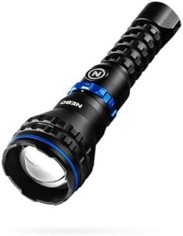NEBO Luxtreme MZ60 Blueline Rechargeable, Powerful 500 Lumen Half-Mile Beam Flashlight, Storm Gray.