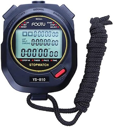 FCXJTU Professional Stopwatch Timer, 3-Row 10 Lap/Split Memory Count up/Down Timer, Extra Large Display with Pace Mode Clock Alarm Calendar Includes Battery, Lanyard for P. E Coach and Sport Events.
