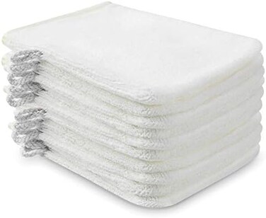 PHOGARY 10 Pack Microfiber Body Wash Mitts, Soft Face Mitten, Bath Spa Cloth, Reusable Makeup Remover Mitt Gloves, European Style Wash Cloth, 6&times;8 inch (White.