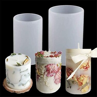 GTian 2 Sizes Cylinder Candle Molds Silicone Mold for Candle Making, Pillar Candles Resin Mould Epoxy Resin Casting Molds DIY Aromatherapy Candles, Wax, Soaps, Polymer Clay.