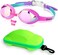 Keary Kids Swim Goggles Swimming Goggles for Toddler Children Girls Boys Youth, Anti-Fog Waterproof UV Protection Clear Vision Mirror Flat Lens Water Pool Goggles with 3 Nose Piece, Pink Kids Go.