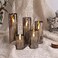 Eywamage 5 Pack Grey Glass Flameless Candles with Remote, Flickering Slim Tall LED Pillar Votive Candles Battery Included.