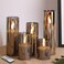 Eywamage 5 Pack Grey Glass Flameless Candles with Remote, Flickering Slim Tall LED Pillar Votive Candles Battery Included.