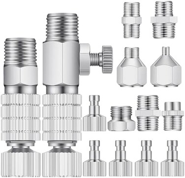 Hotop 14 Pieces Airbrush Adapter Set Airbrush Quick Disconnect Fittings Hose Quick Release Adapter for Air Compressor.