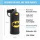 زجاجة مياه THERMOS FUNTAINER مع ماصة - 12 أونصة، باتمان - زجاجة مياه للأطفال من الفولاذ المقاوم للصدأ معزولة بتفريغ الهواء مع غطاء.