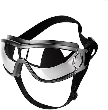 JIA.L Dog Goggles Medium or Large Dog Sunglasses Anti-UV Waterproof Windproof Glasses Dog Eyewear for Long Snout Dogs (Silver.