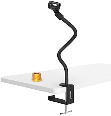 zealsound Microphone Stand,Flexible Gooseneck Desktop Mic Stands Holder with Heavy Duty Desk Clamp,3/8" to 5/8" Screw Adapter Include 360 Adjustable Compact Mic Arm for Blue Snowball Ice Spark (Black.