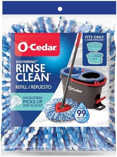O-Cedar EasyWring RinseClean Spin Mop Microfiber Refill, Blue.