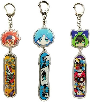 JCvCX 3pcs Dualside Skateboard Keychains Cute Skateboard Keychain Car Key Ring Tag, Multi-colored, One size.