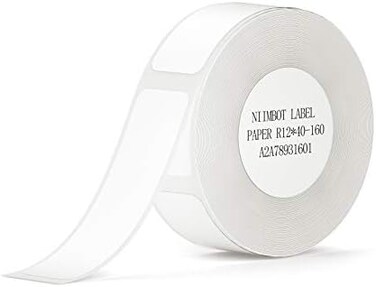 NIIMBOT Thermal Label Maker Paper 0. 47"&times;1. 57" White Stickers Waterproof Tear-Resistant Replacement for D11/D110 Label Printer OfficeHome 160 Labels/Roll (12&times;40mm.