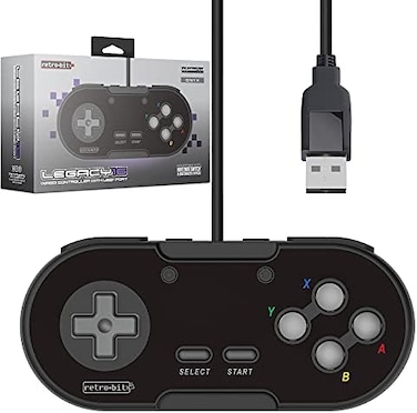وحدة تحكم سلكية Retro-Bit Legacy16 USB لأجهزة Steam و PC و Mac و Raspberry Pi و Switch - أسود أونيكس (Nintendo Switch//.