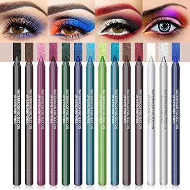 LOKFAR 14 Colors Eyeliner Pen Set, Pearl Metallic Eyeshadow Pencil, Matte Glitter Colored Liner Kit, Long Lasting Professional Makeup Set for Women.