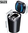 WaiNynyda Car Ashtray with Lid Smell Proof, Smokeless Ashtray, Mini Car Trash Can, Detachable Stainless Steel Ash Tray with Lid and LED Blue Light.