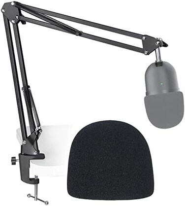 SUNMON Seiren Mini Boom Arm Mic Stand with Pop Filter, Adjustable Suspension Boom Scissor Arm Stand with Pop Filter for Razer Seiren Mini USB Streaming Microphone.