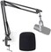 SUNMON MV7 Boom Arm Mic Stand with Pop Filter, Adjustable Suspension Boom Scissor Arm Stand with Pop Filter Compatible with Shure MV7 and SM7B Microphone.